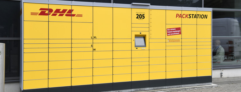 A DHL parcel delviery station